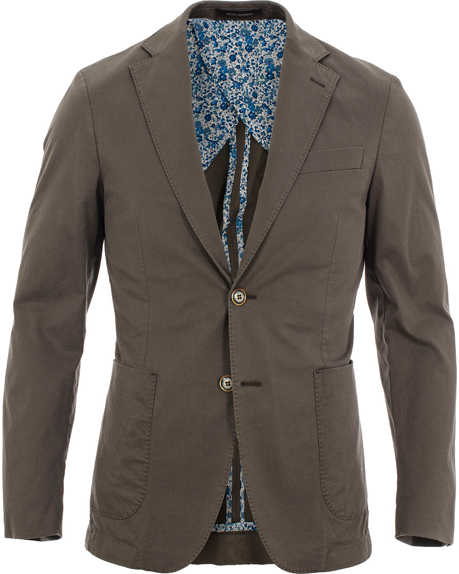 Hombres | Blazers | Oscar Jacobson | Einar Stretch Cotton Blazer Khaki Green