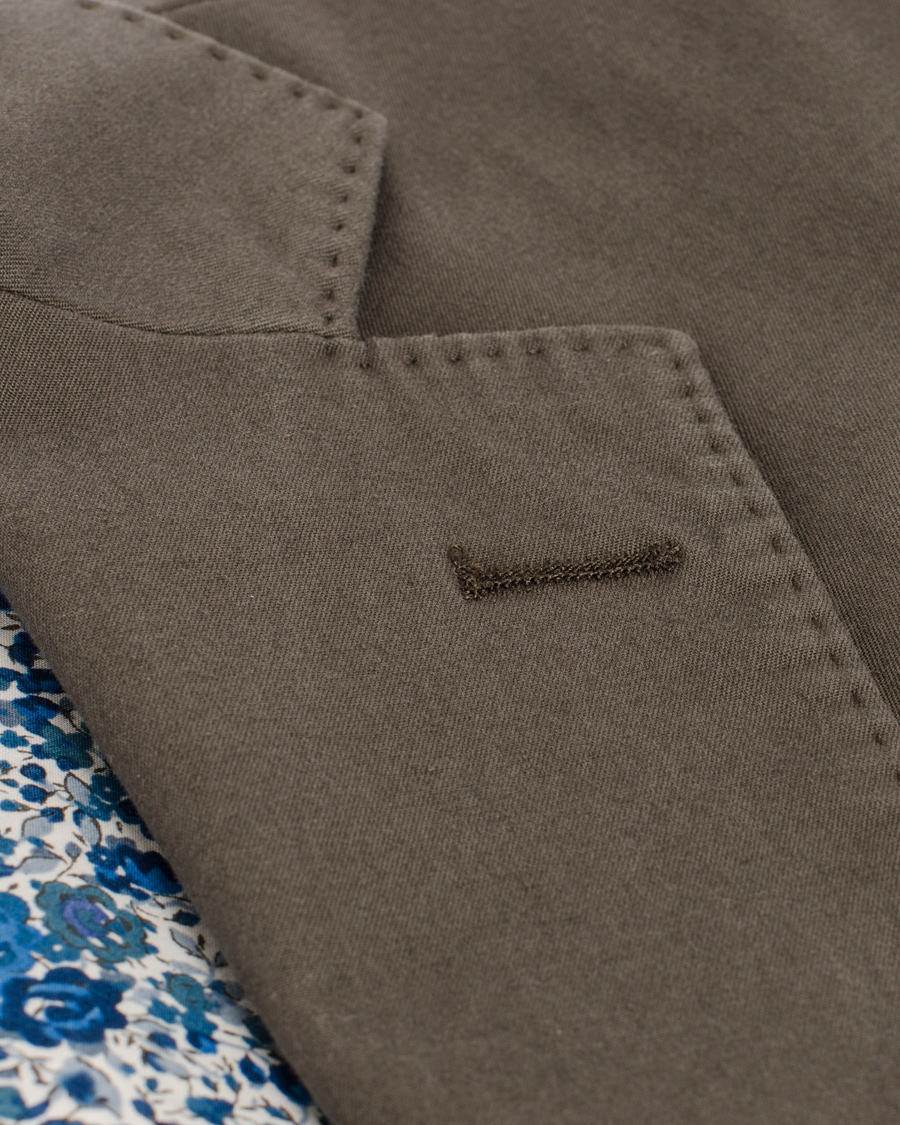 Hombres | Blazers | Oscar Jacobson | Einar Stretch Cotton Blazer Khaki Green