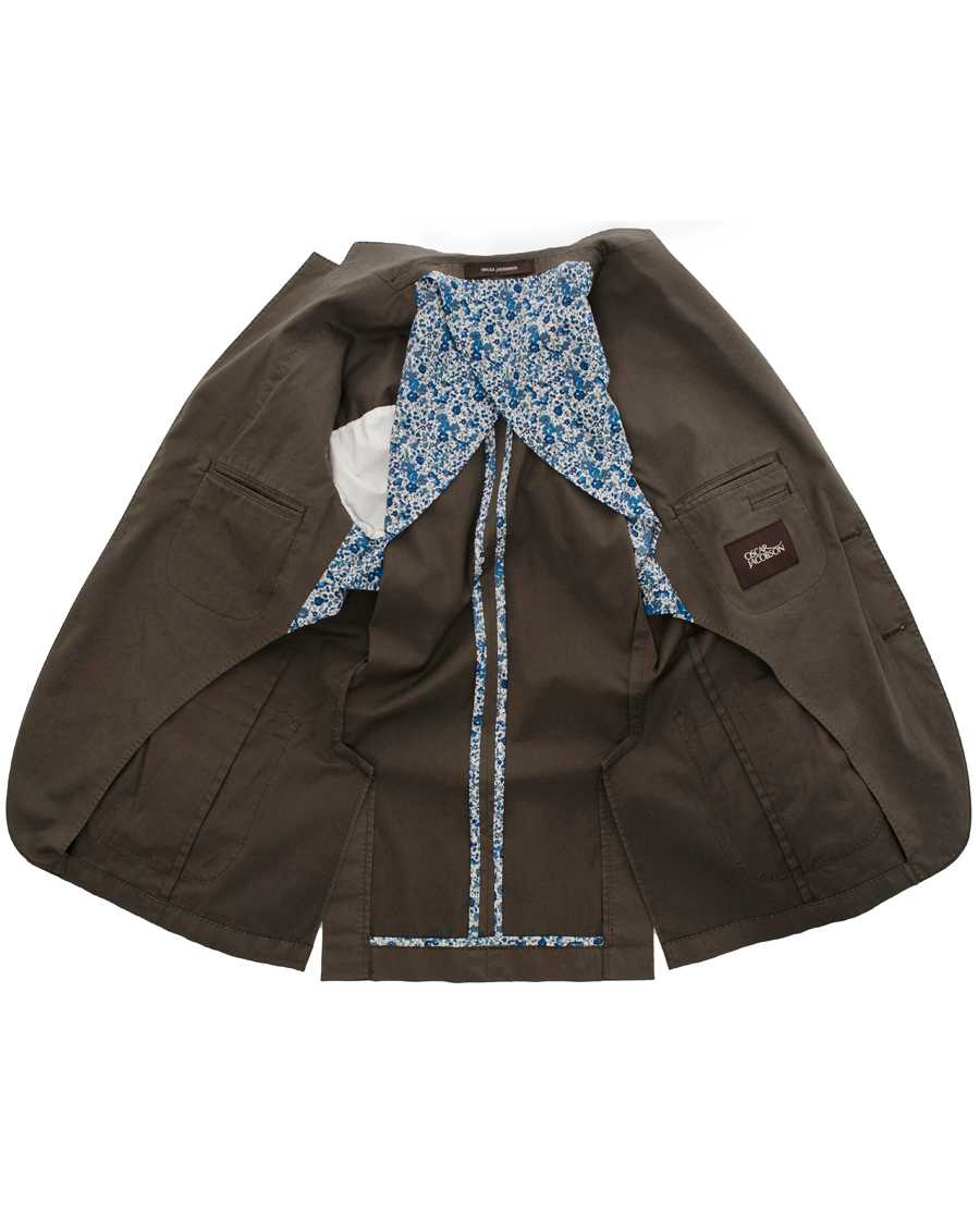 Hombres | Blazers | Oscar Jacobson | Einar Stretch Cotton Blazer Khaki Green