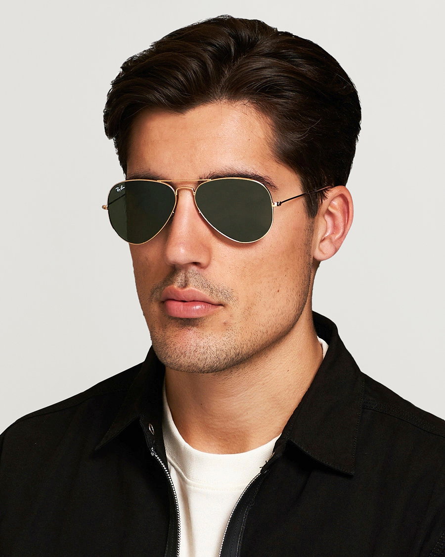Hombres | Gafas de sol | Ray-Ban | 0RB3025 Aviator Large Metal Sunglasses Arista/Grey Green