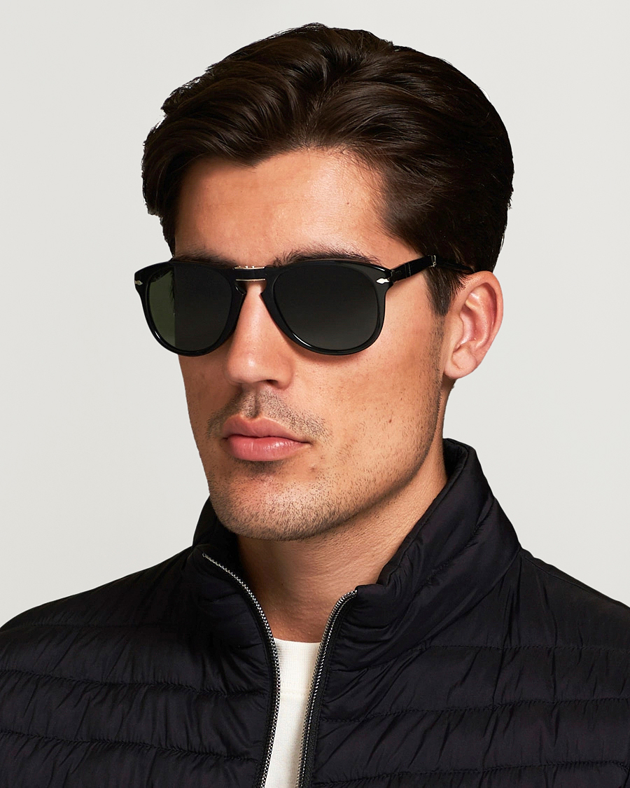 Hombres | Gafas de sol D-frame | Persol | 0PO0714 Folding Sunglasses Black/Crystal Green