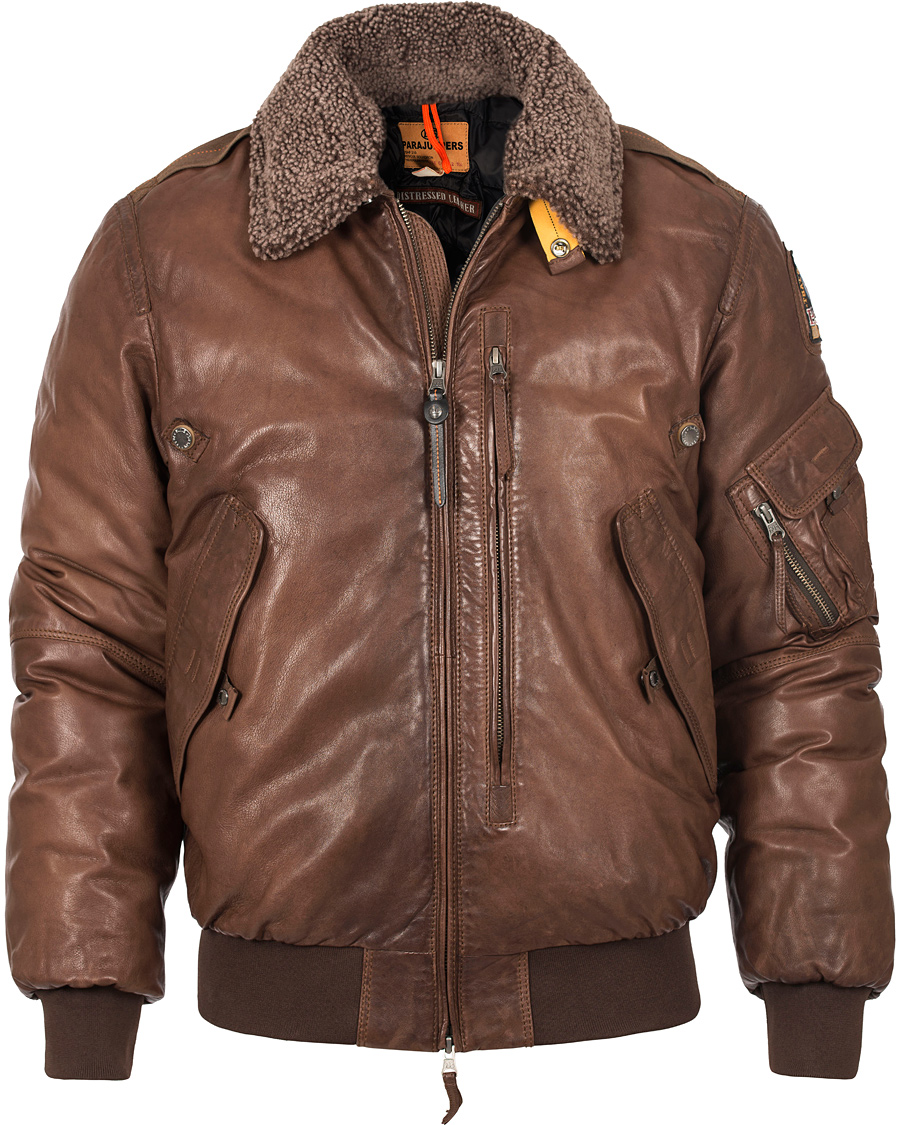 Hombres | Abrigos y chaquetas | Parajumpers | Josh Distressed Leather Jacket Brown