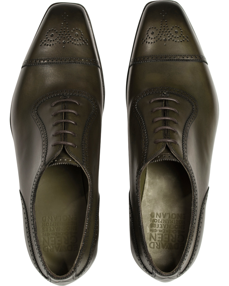 Hombres | Edward Green Lichfield II Brogue Olive Antique Calf | Edward Green | Lichfield II Brogue Olive Antique Calf