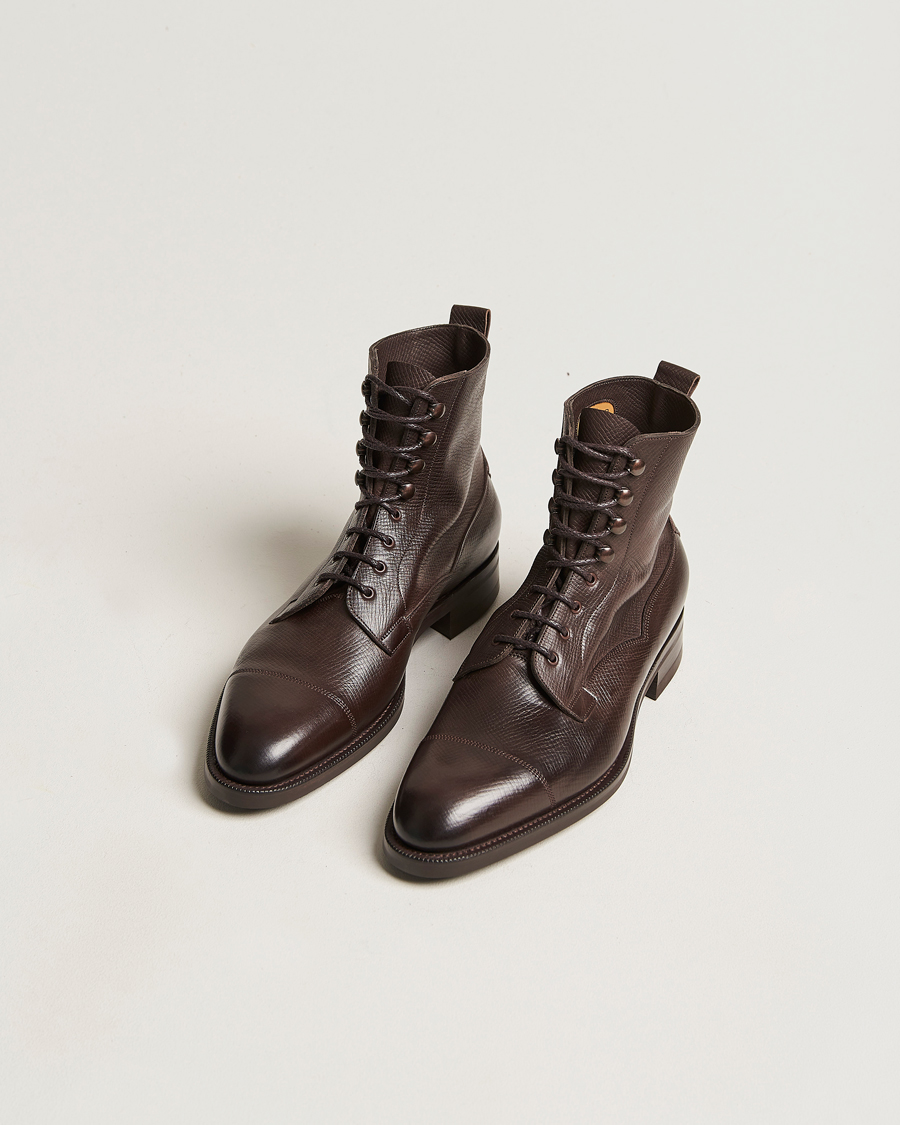 Hombres | Zapatos hechos a mano | Edward Green | Galway Grained Boot Dark Brown Utah Calf