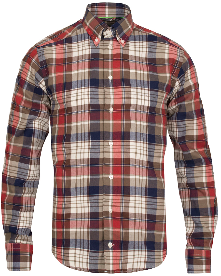 Hombres | Camisas | Eton | Slim Fit Shirt Green Ribbon Flannel Red