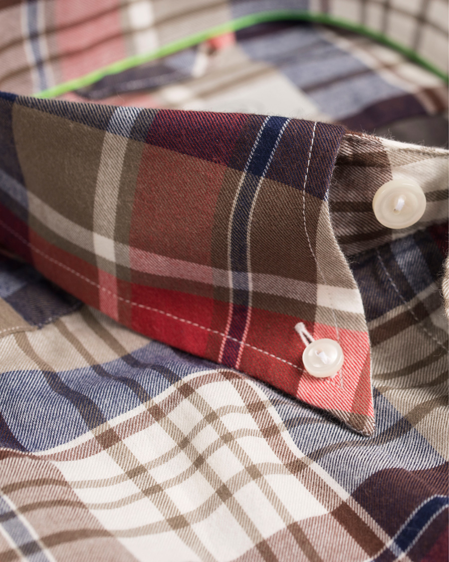 Hombres | Camisas | Eton | Slim Fit Shirt Green Ribbon Flannel Red