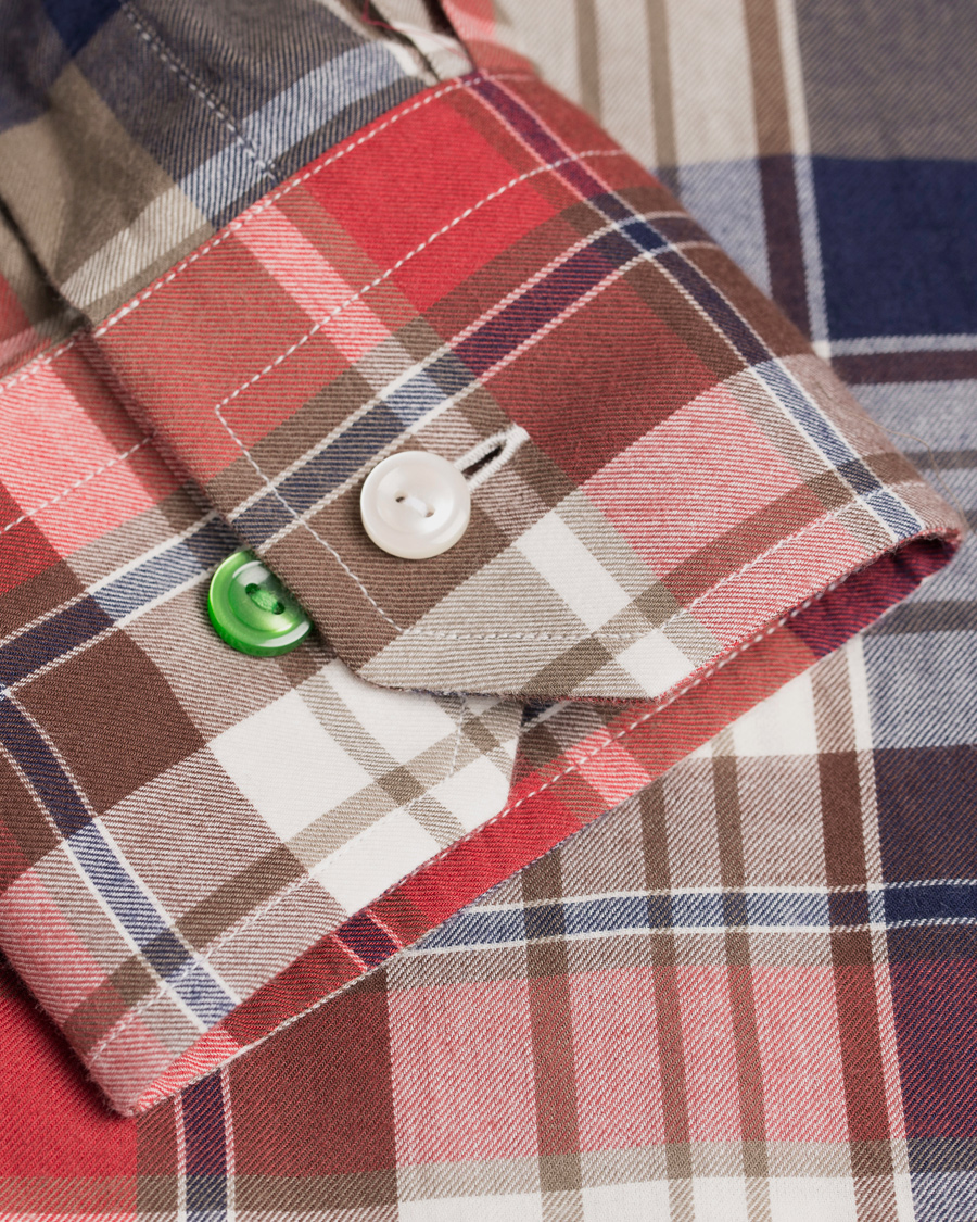 Hombres | Camisas | Eton | Slim Fit Shirt Green Ribbon Flannel Red