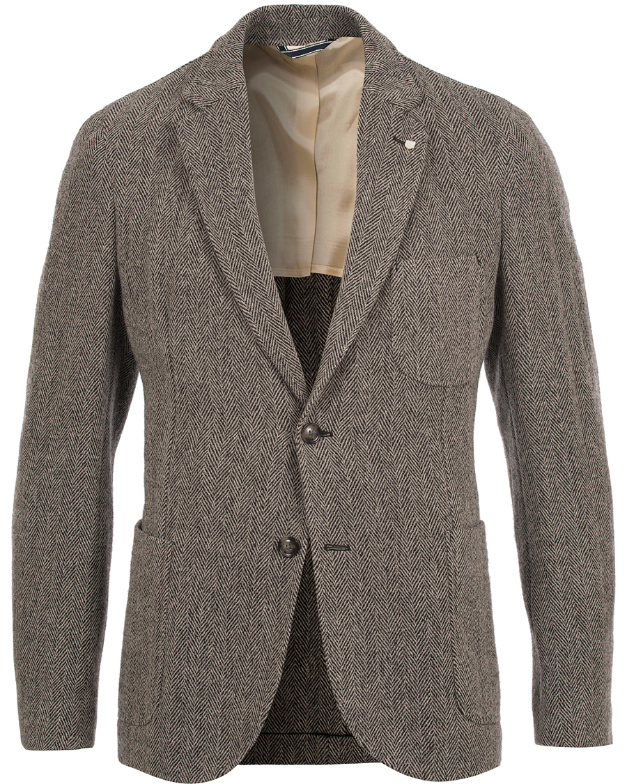 Hombres | Blazers | GANT | The Arcive Herringbone Blazer Antracite Melange