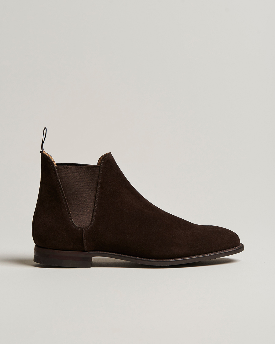 Hombres | Botas | Crockett & Jones | Chelsea 8 Boot Dark Brown Suede
