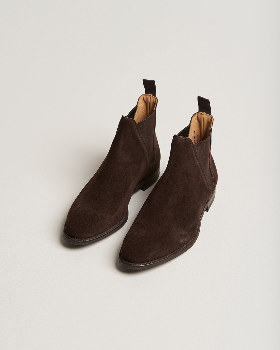 Hombres | Botas | Crockett & Jones | Chelsea 8 Boot Dark Brown Suede