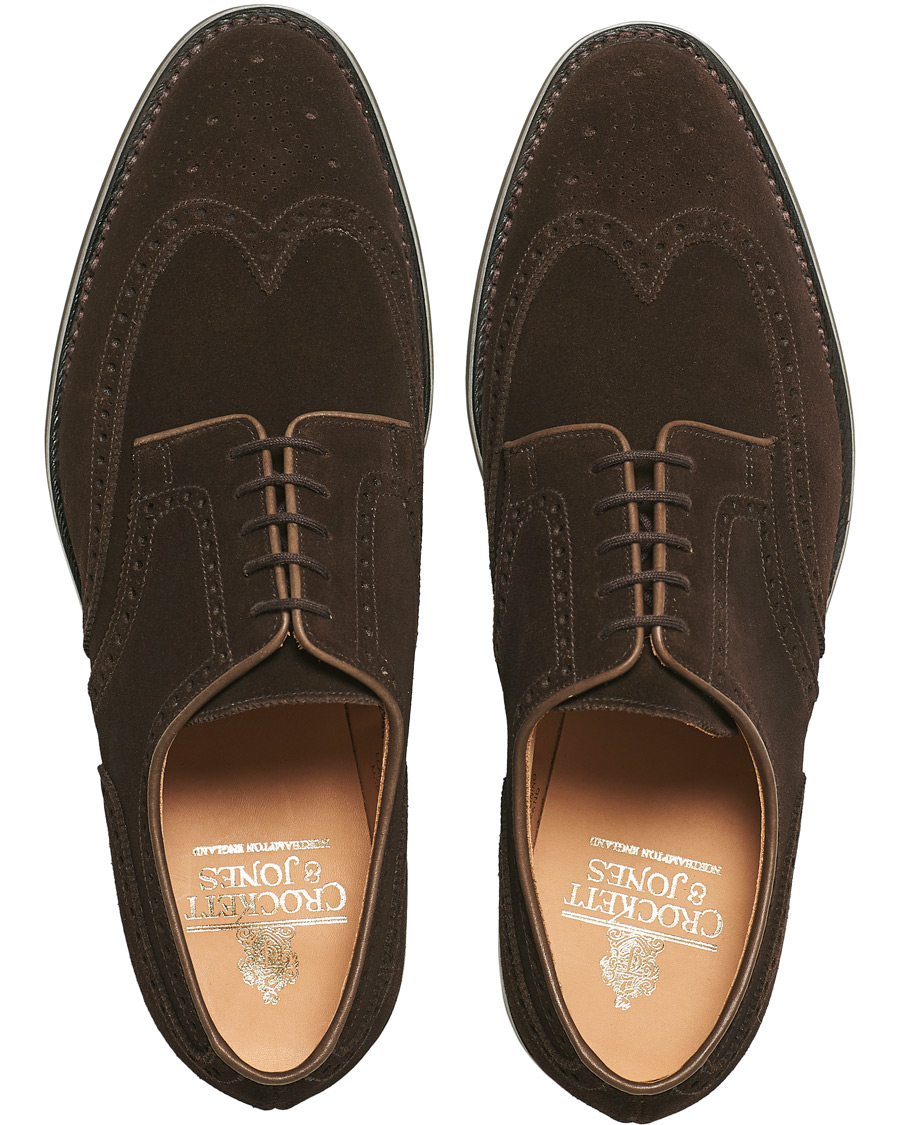 Hombres | Crockett & Jones Swansea Brogue Dark Brown Suede | Crockett & Jones | Swansea Brogue Dark Brown Suede