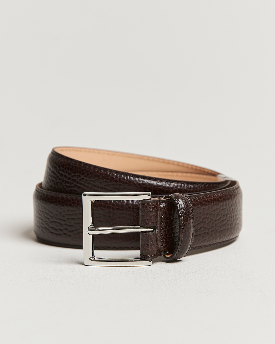Hombres | Cinturones | Crockett & Jones | Belt 3,5 cm Dark Brown Grained Calf