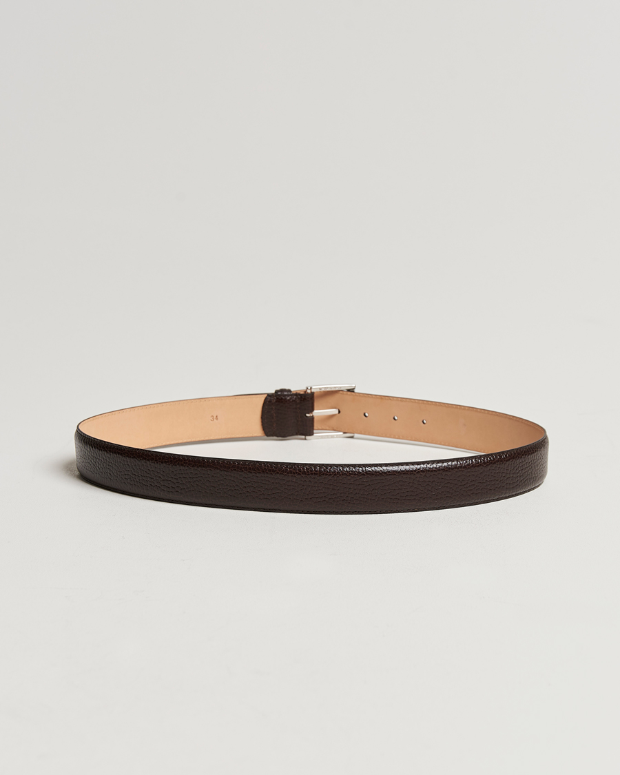 Hombres | Cinturones | Crockett & Jones | Belt 3,5 cm Dark Brown Grained Calf