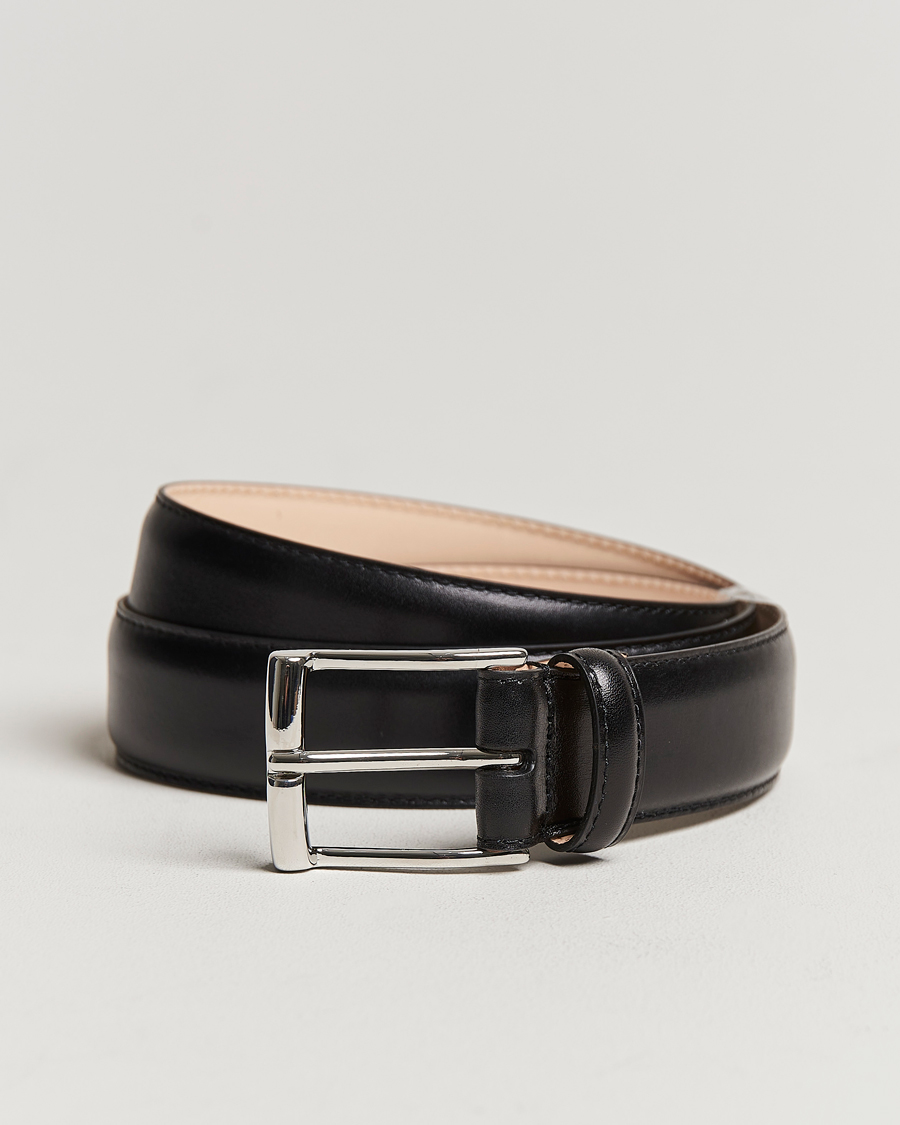 Hombres | Cinturones | Crockett & Jones | Belt 3,2 cm Black Calf