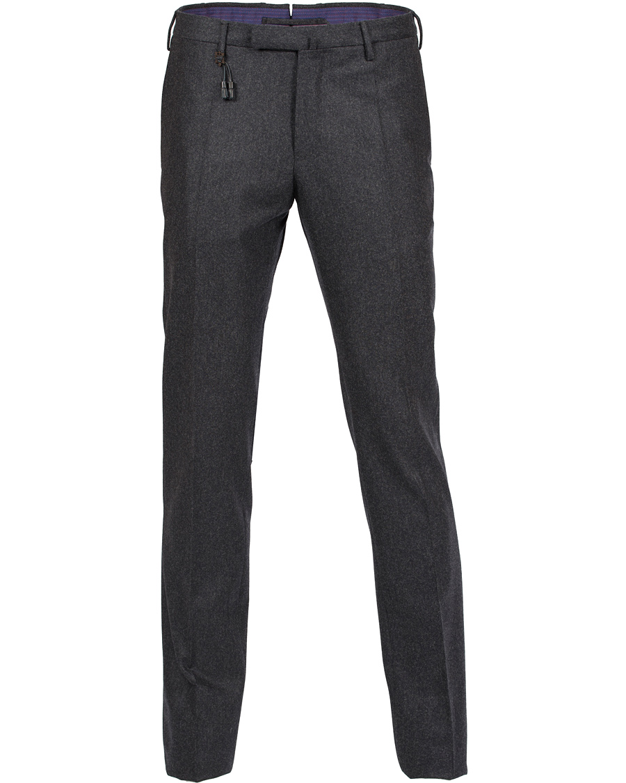 Hombres | Pantalones | Incotex | Super 100's Flannel Trousers Dark Grey