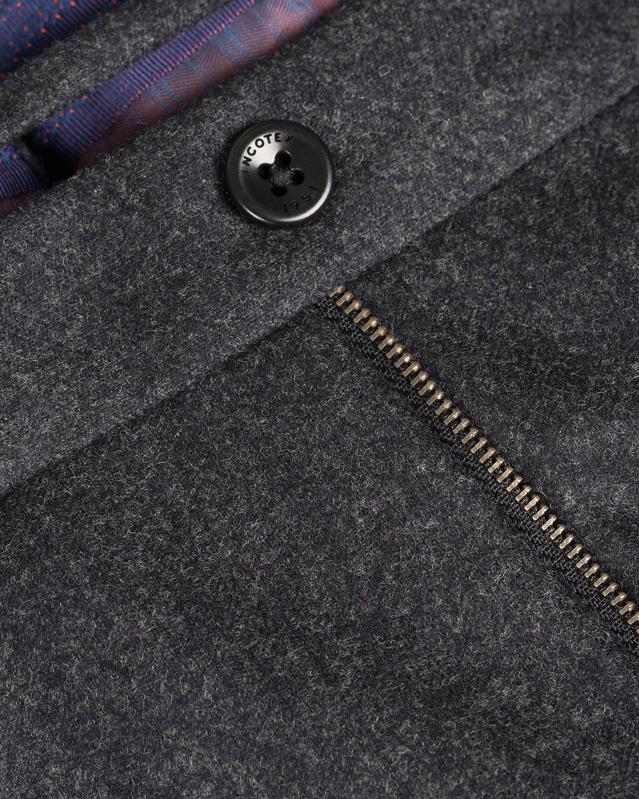 Hombres | Pantalones | Incotex | Super 100's Flannel Trousers Dark Grey