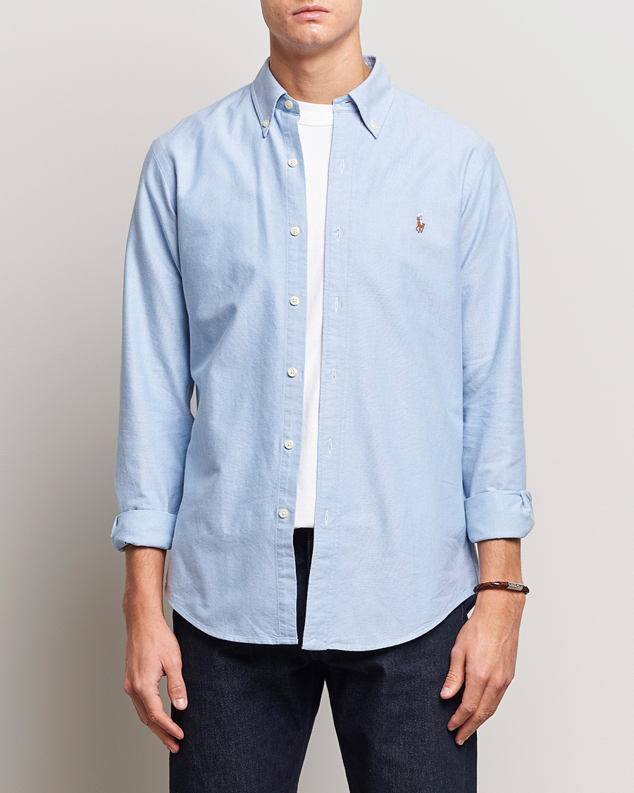 Men | Oxford Shirts | Polo Ralph Lauren | Custom Fit Oxford Shirt Blue