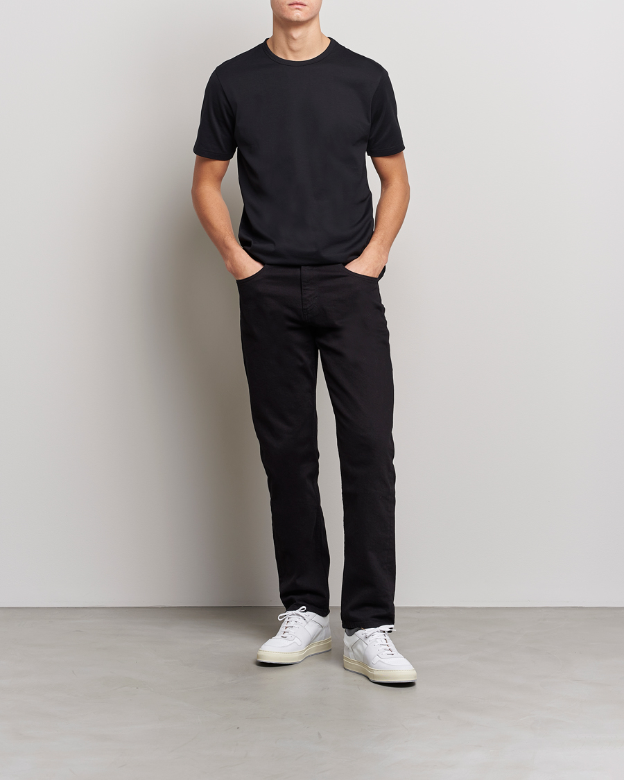 Hombres | Camisetas | Sunspel | Crew Neck Q82 Cotton T-Shirt Black