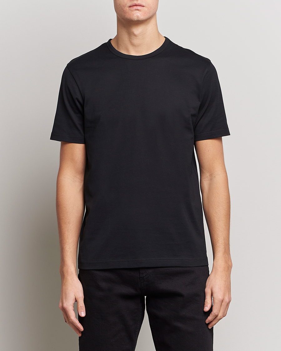Hombres | Camisetas | Sunspel | Crew Neck Q82 Cotton T-Shirt Black