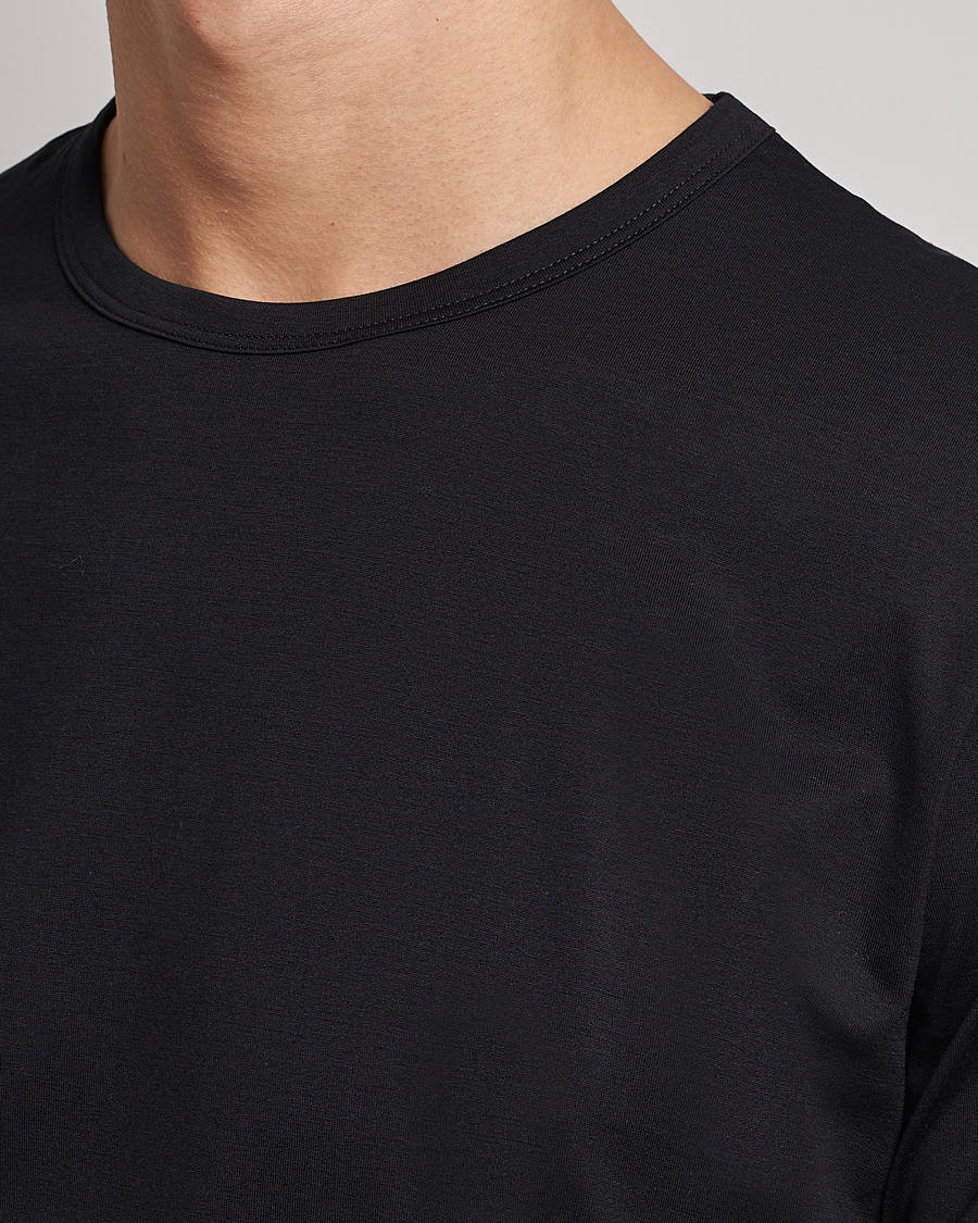 Hombres | Camisetas | Sunspel | Crew Neck Q82 Cotton T-Shirt Black