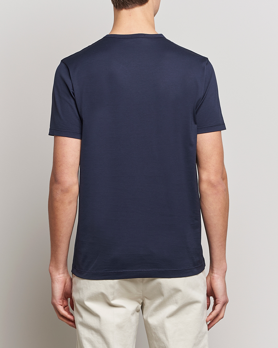 Hombres | Camisetas | Sunspel | Crew Neck Q82 Cotton T-Shirt Navy