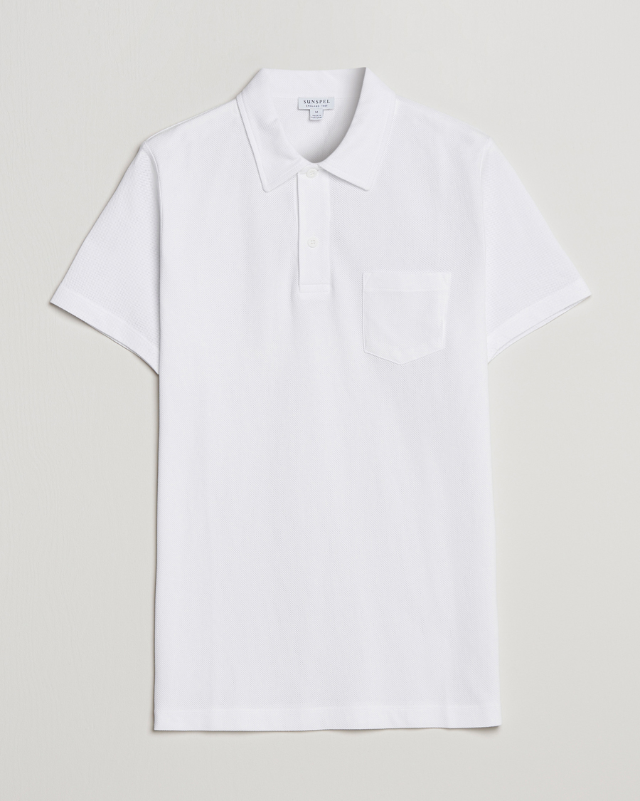 Hombres | Polos | Sunspel | Riviera Polo Shirt White