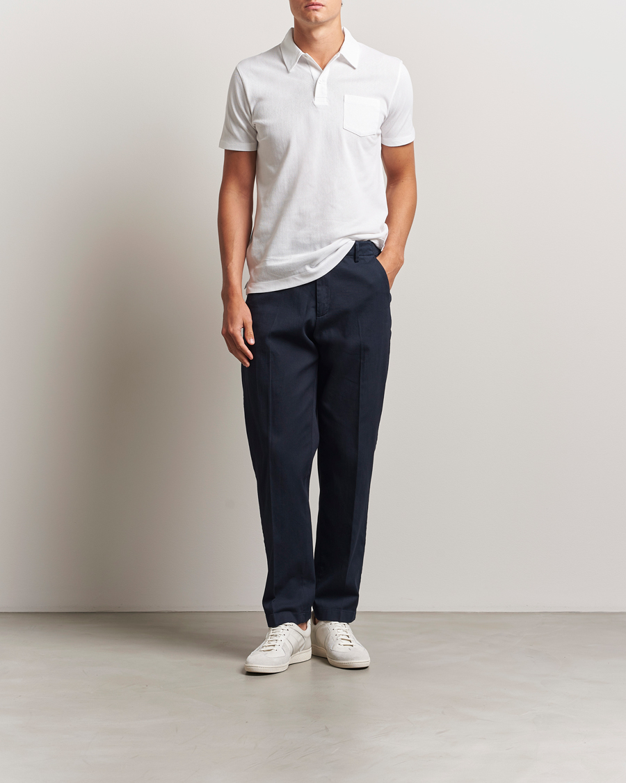 Hombres | Polos | Sunspel | Riviera Polo Shirt White
