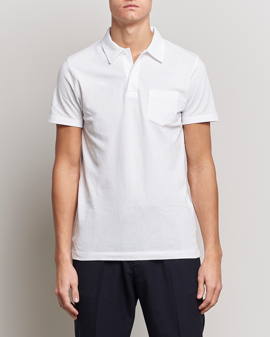 Hombres | Camisas polo de manga corta | Sunspel | Riviera Polo Shirt White