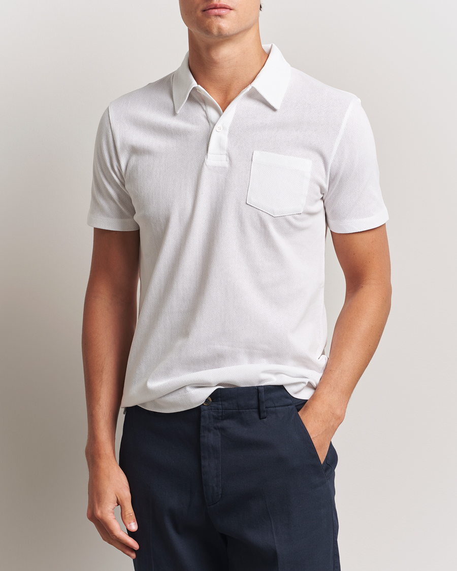 Hombres | Polos | Sunspel | Riviera Polo Shirt White