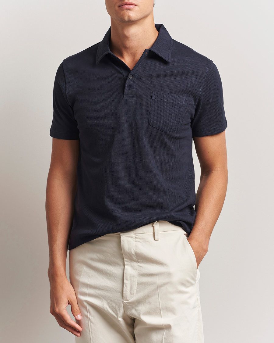 Hombres | Polos | Sunspel | Riviera Polo Shirt Navy