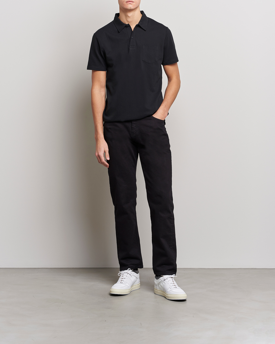 Hombres | Polos | Sunspel | Riviera Polo Shirt Black