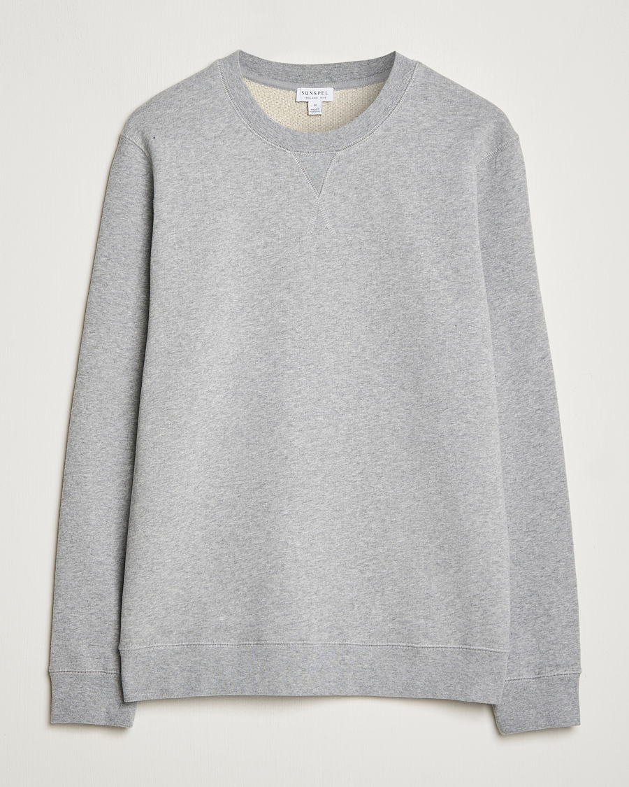 Hombres | Jerséis y prendas de punto | Sunspel | Loopback Sweatshirt Grey Melange