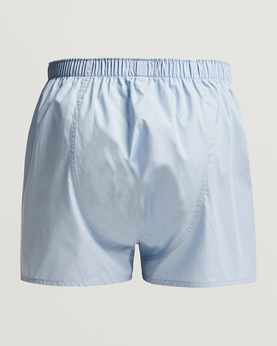 Hombres | Best of British | Sunspel | Classic Woven Cotton Boxer Shorts Plain Blue