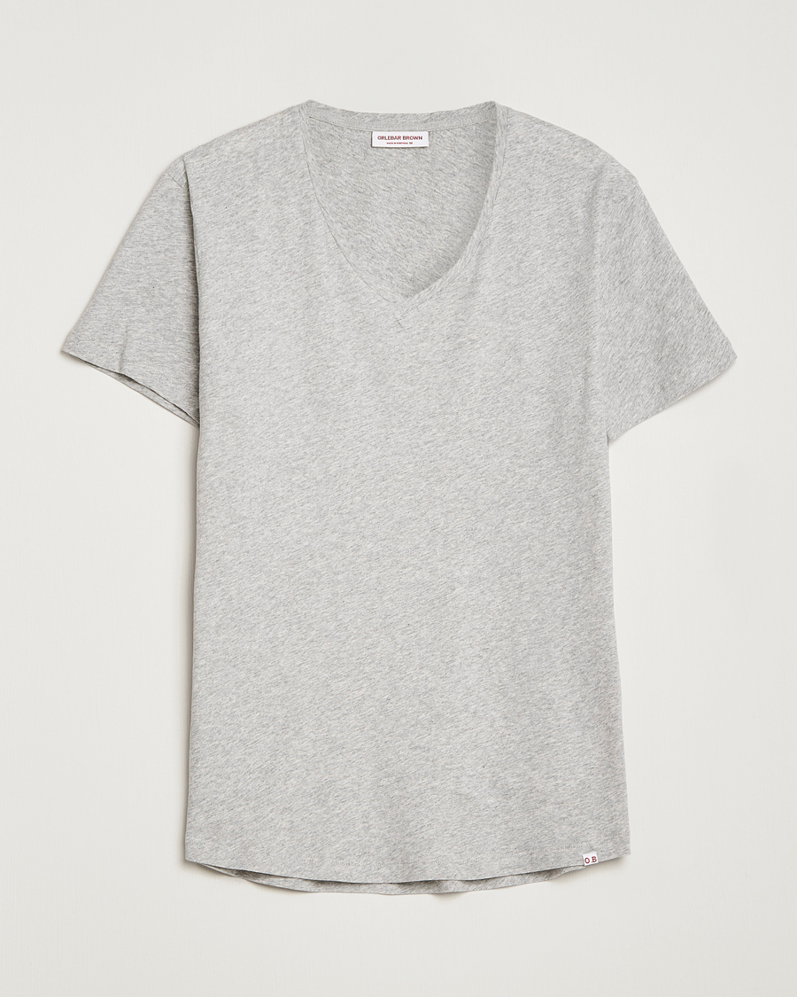 Hombres | Camisetas | Orlebar Brown | OB V-Neck Tee Grey Melange