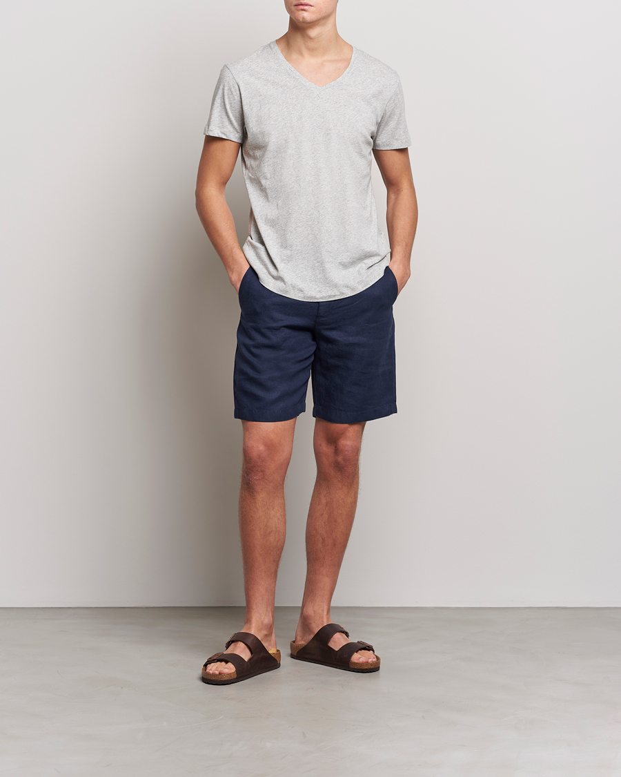 Hombres | Camisetas | Orlebar Brown | OB V-Neck Tee Grey Melange