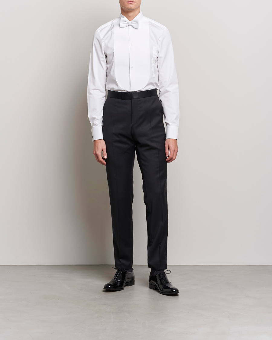 Hombres | Camisas | Stenströms | Slimline Astoria Stand Up Collar Evening Shirt White