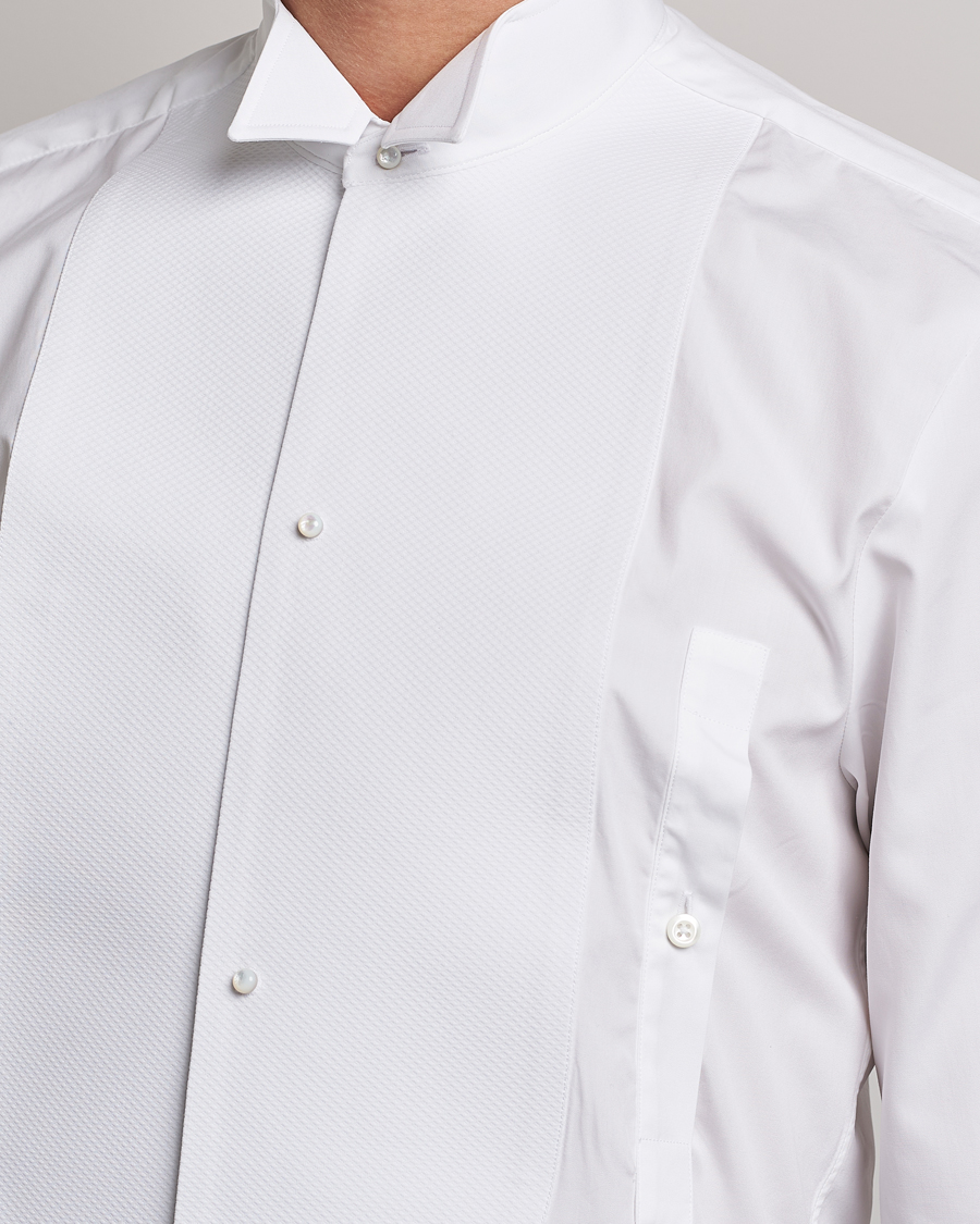 Hombres | Camisas | Stenströms | Slimline Astoria Stand Up Collar Evening Shirt White