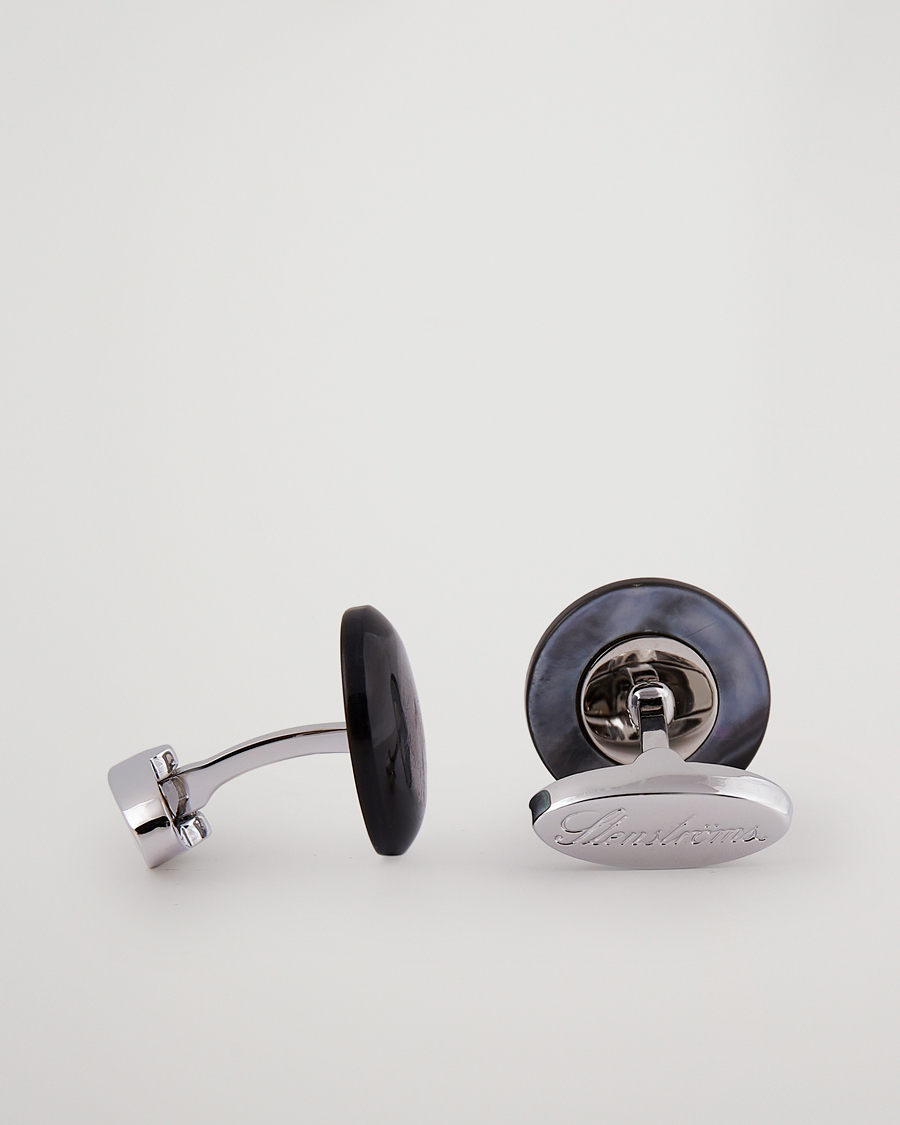 Hombres | Gemelos | Stenströms | Mother of Pearl Cufflink Grey