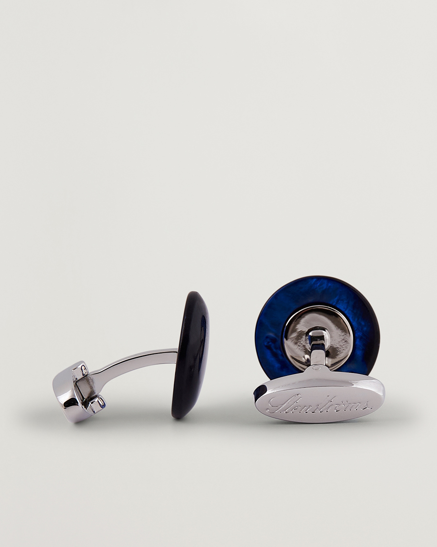 Hombres | Gemelos | Stenströms | Mother of Pearl Cufflink Dark Blue
