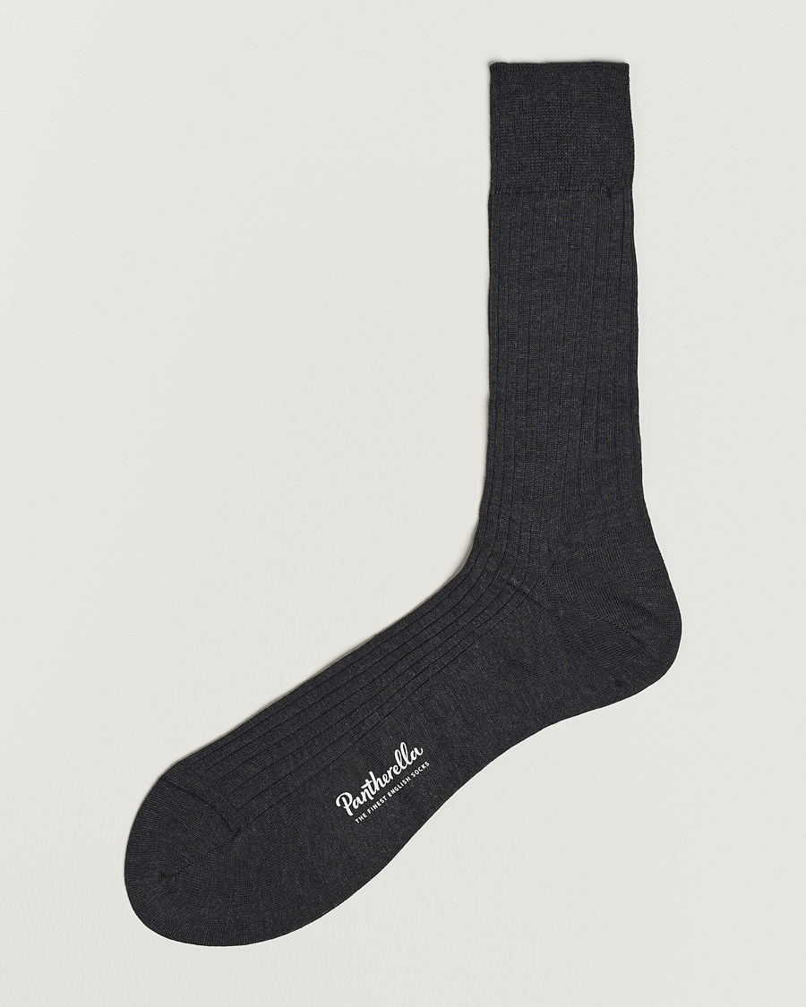 Hombres | Ropa interior y calcetines | Pantherella | Vale Cotton Socks Dark Grey