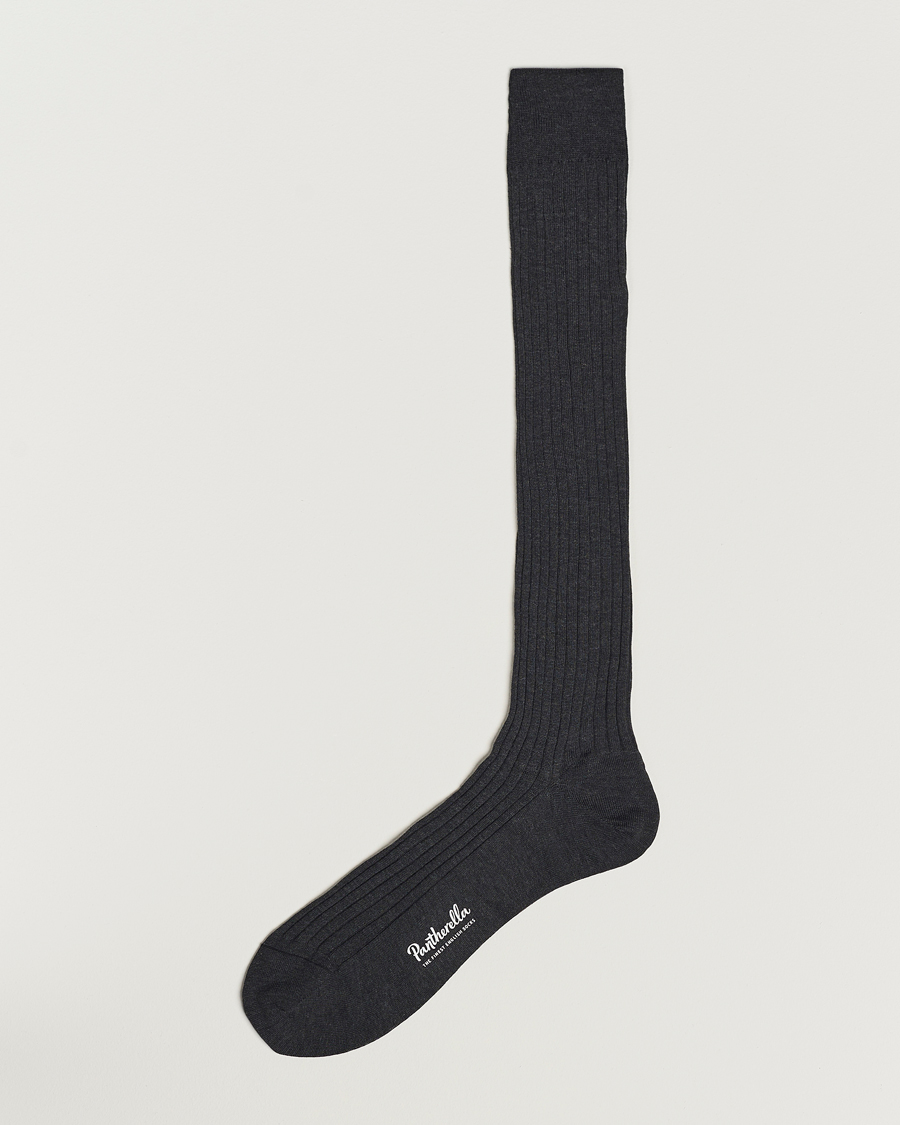 Hombres | Ropa interior y calcetines | Pantherella | Vale Cotton Long Socks Dark Grey