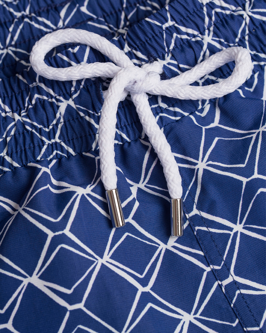 Hombres | Bañadores | Frescobol Carioca | Short Sport Swim Trunk Colunas Print Navy/White