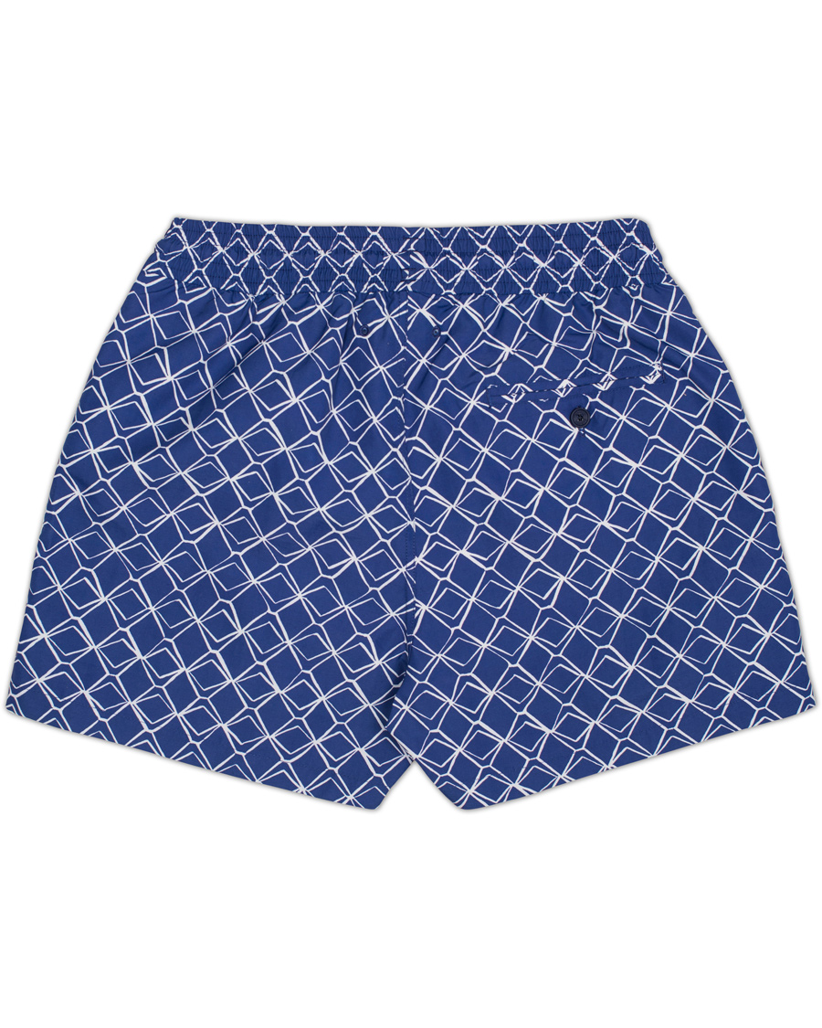 Hombres | Bañadores | Frescobol Carioca | Short Sport Swim Trunk Colunas Print Navy/White