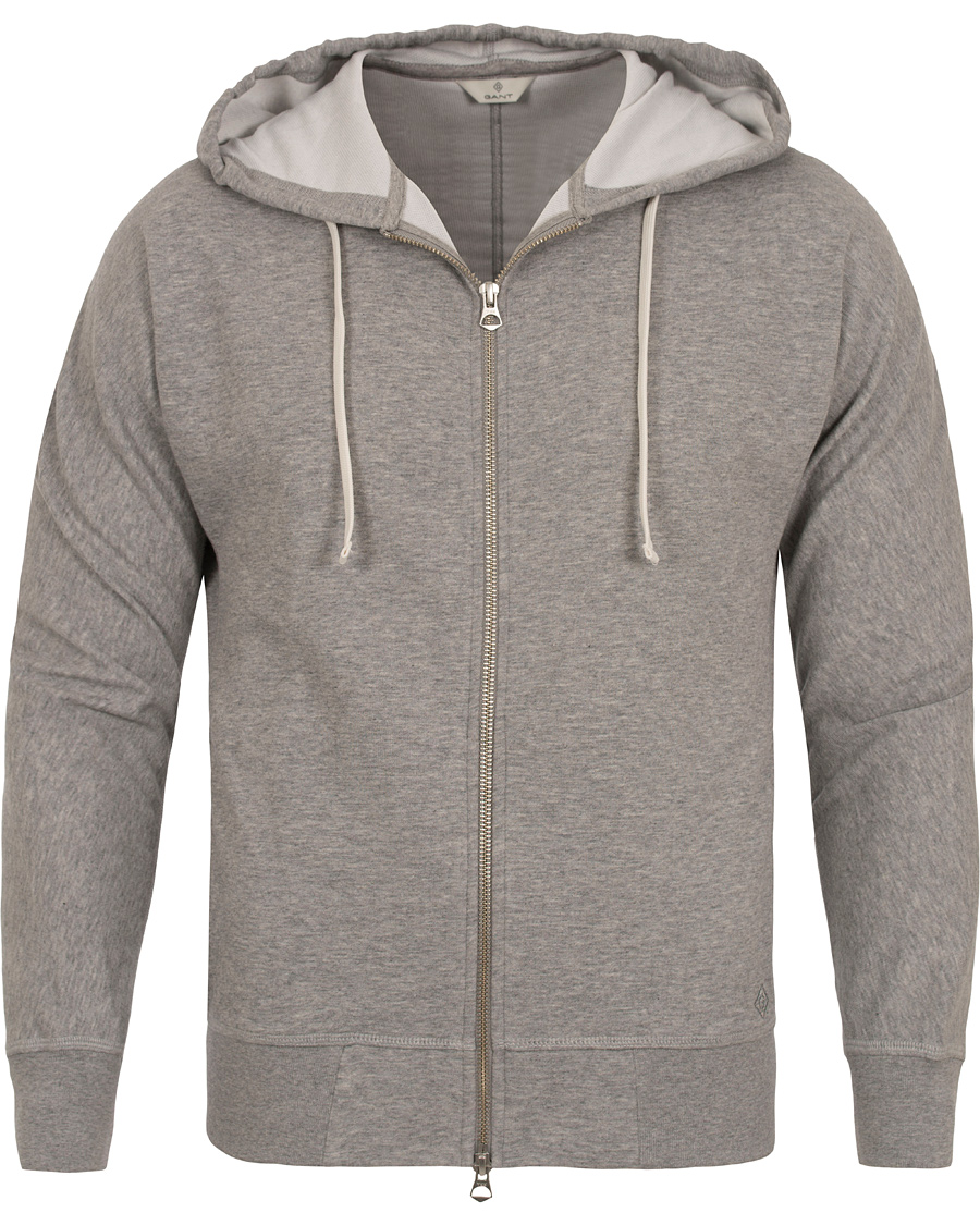 Hombres | Jerséis y prendas de punto | GANT Diamond G | Full Zip Hoodie Light Grey Melange