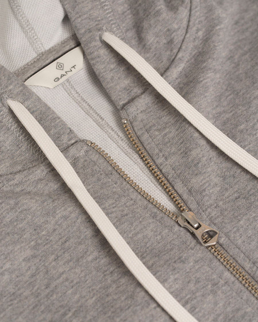 Hombres | Jerséis y prendas de punto | GANT Diamond G | Full Zip Hoodie Light Grey Melange