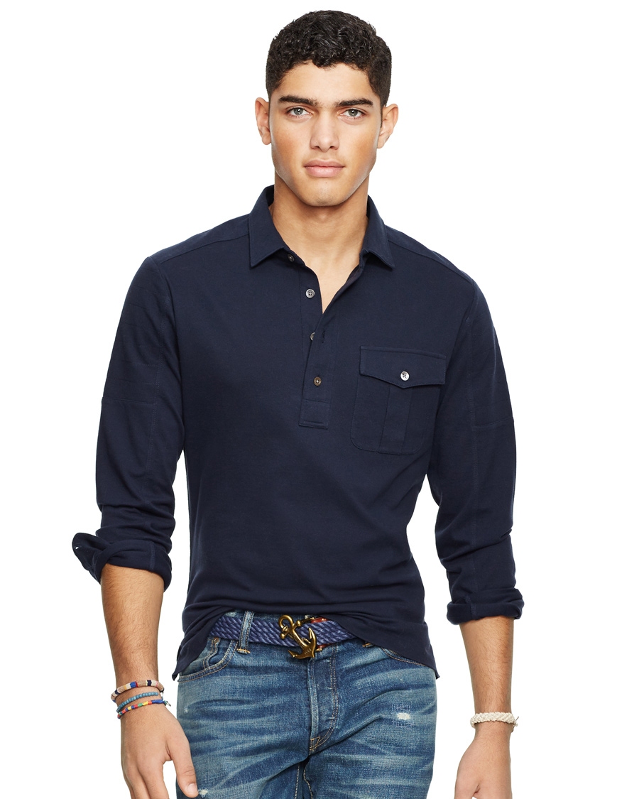 Hombres | Jerséis y prendas de punto | Polo Ralph Lauren | Moto Military Shirt Sweater Aviator Navy