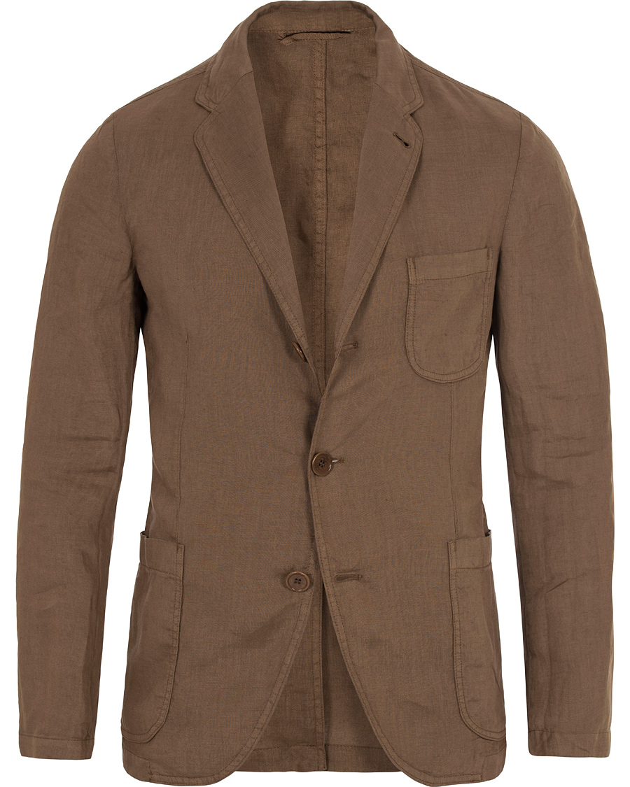 Hombres | Blazers | Aspesi | Samuraki Linen Blazer Dark Brown