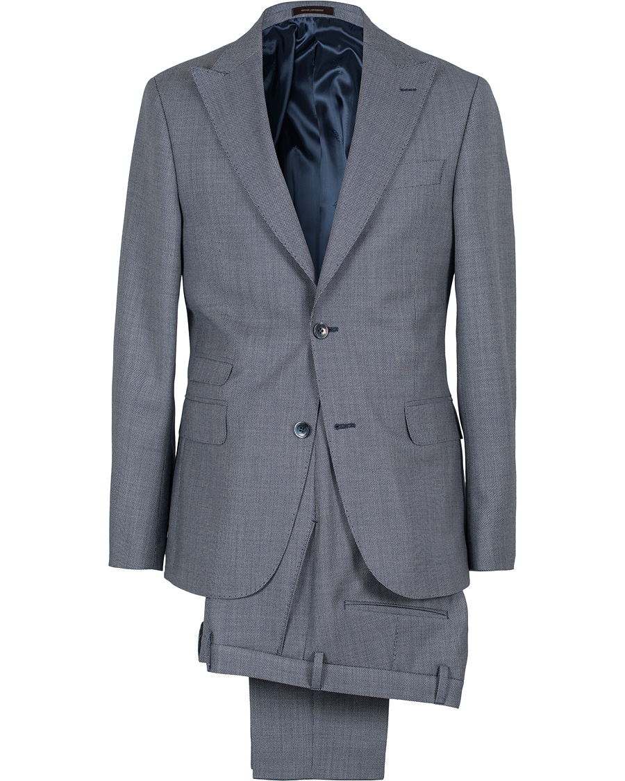 Hombres | Trajes | Oscar Jacobson | Elmer Goose Eye Suit Blue/White