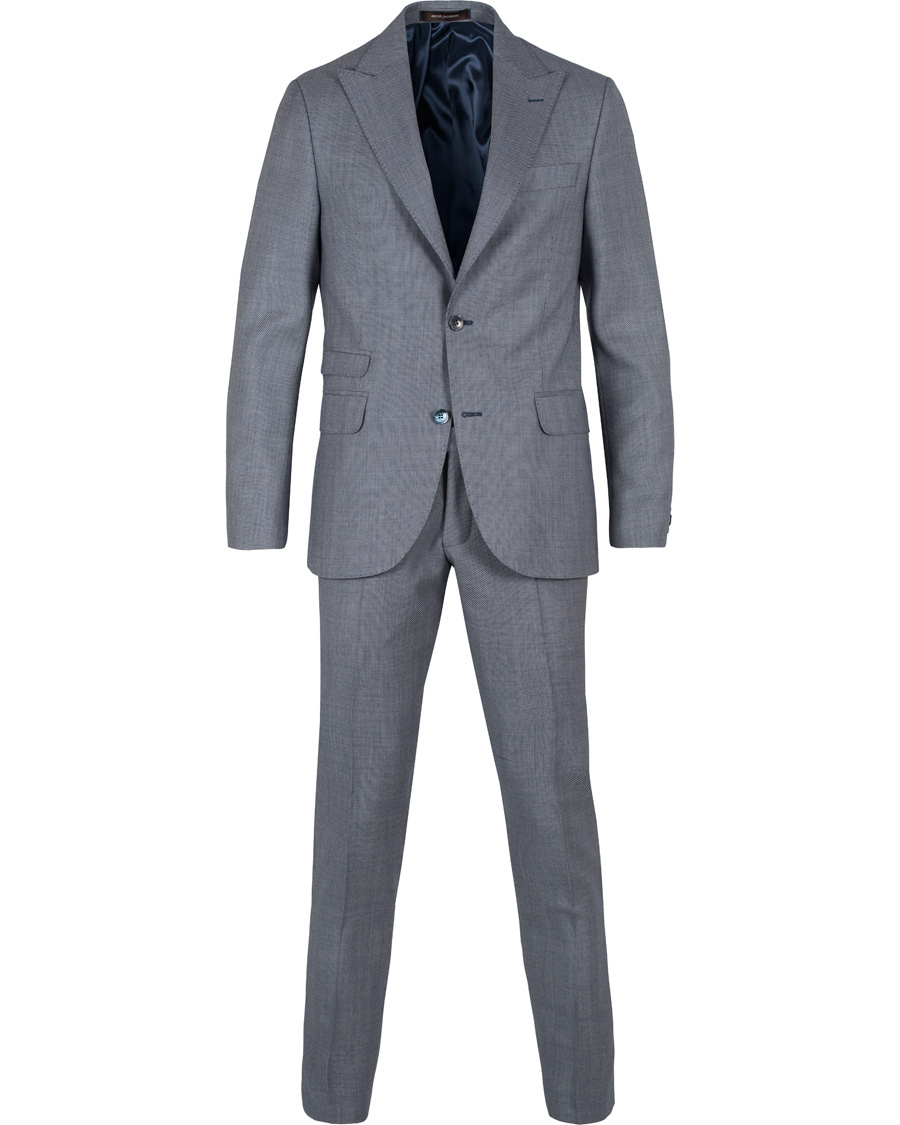 Hombres | Trajes | Oscar Jacobson | Elmer Goose Eye Suit Blue/White