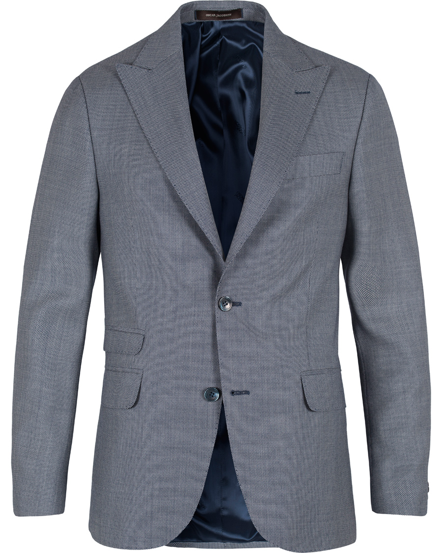 Hombres | Trajes | Oscar Jacobson | Elmer Goose Eye Suit Blue/White